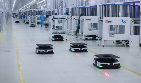 Smart robots operate at a workshop of Ronma Solar in Jinhua City, east China's Zhejiang Province, Feb. 19, 2024. Factories across China have gradually resumed operations as the country's most celebrated holiday Spring Festival ends. 