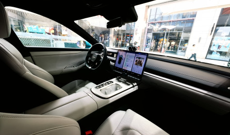 Xiaomi SU7 at a Xiaomi car showroom in Beijing, China, May 2024.